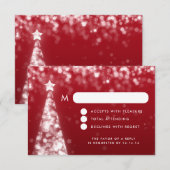 Elegante feestelijke kerst bruiloft RSVP Zilver Ro (Voorkant / Achterkant)