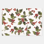 Elegante Feestelijke Kerst Plaid en Holly Inpakpapier Vel (Voorkant 2)