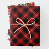 Elegante Feestelijke Kerst Plaid en Holly Inpakpapier Vel (In situ)