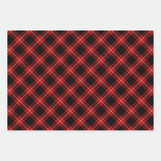 Elegante Feestelijke Kerst Plaid en Holly Inpakpapier Vel (Voorkant)