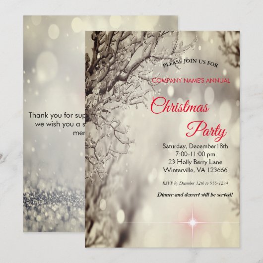 Elegante feestelijke Kerst uitnodiging (Voorkant / Achterkant)