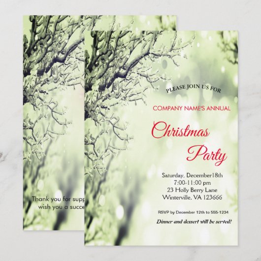 Elegante feestelijke Kerst uitnodiging (Voorkant / Achterkant)