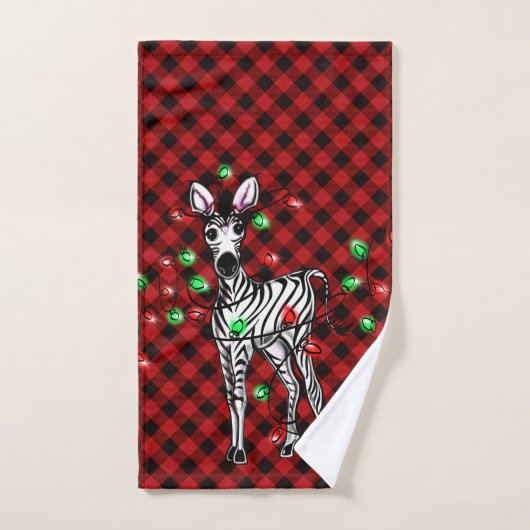 Elegante feestelijke kerst Zebra twinkle lichten Bad Handdoek (Handdoek)