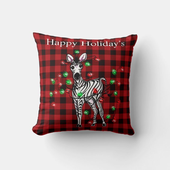 Elegante feestelijke kerst Zebra twinkle lichten Kussen (Voorkant)