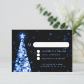 Elegante feestelijke kerstbruiloft RSVP blauw (Staand voorkant)