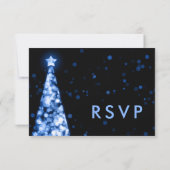 Elegante feestelijke kerstbruiloft RSVP blauw (Achterkant)