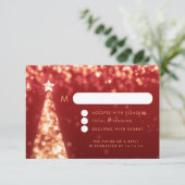 Elegante feestelijke kerstbruiloft RSVP Gold (Staand voorkant)