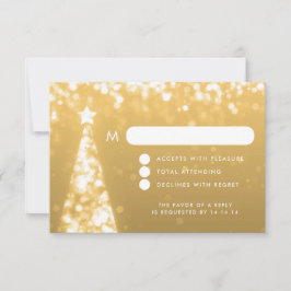 Elegante feestelijke kerstbruiloft RSVP Gold Kaartje