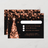 Elegante feestelijke kerstbruiloft RSVP Roos Gold (Voorkant / Achterkant)