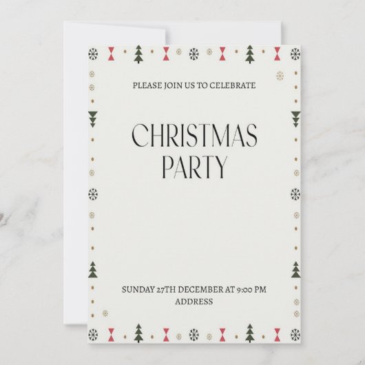 Elegante feestelijke kerstfeest uitnodiging (Voorkant)