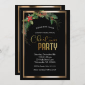 Elegante feestelijke kerstgouden uitnodiging (Voorkant / Achterkant)