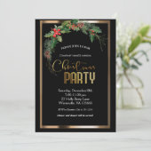 Elegante feestelijke kerstgouden uitnodiging (Staand voorkant)