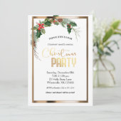 Elegante feestelijke kerstgouden uitnodiging (Staand voorkant)