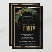 Elegante feestelijke kerstgouden uitnodiging (Voorkant / Achterkant)