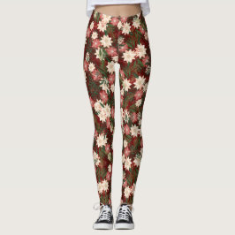 Elegante feestelijke kerstvakantie Poinsettia Leggings