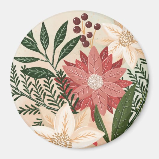 Elegante feestelijke kerstvakantie Poinsettia Magneet (Voorkant)