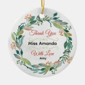 Elegante feestelijke leraar kerst krans keramisch ornament (Voorkant)