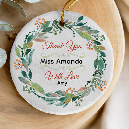 Elegante feestelijke leraar kerst krans keramisch ornament