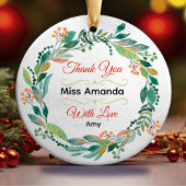 Elegante feestelijke leraar kerst krans keramisch ornament