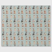 Elegante feestelijke lichtblauwe puppy verjaardag cadeaupapier (Vlak)