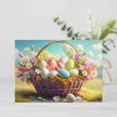 Elegante feestelijke mand van paaseieren feestdagenkaart (Staand voorkant)