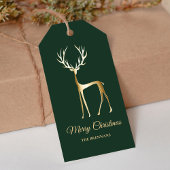 Elegante feestelijke minimale groene kerst rendier cadeaulabel