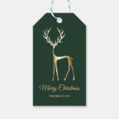 Elegante feestelijke minimale groene kerst rendier cadeaulabel (Voorkant)