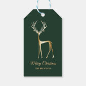 Elegante feestelijke minimale groene kerst rendier cadeaulabel (Achterkant)