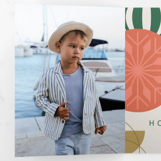 Elegante feestelijke Ornament vakantie begroeting  Drieluik Wenskaart (Binnenzijde eerst)