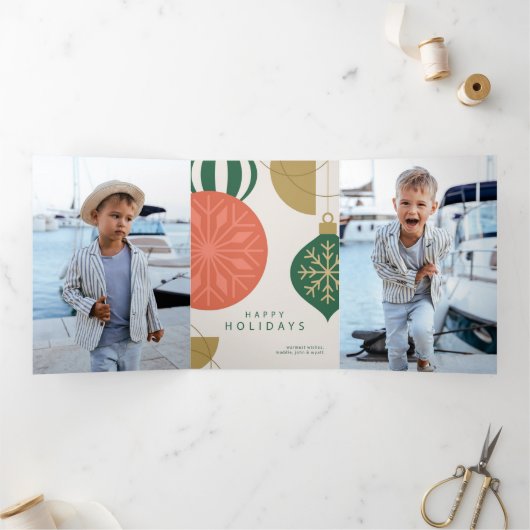 Elegante feestelijke Ornament vakantie begroeting  Drieluik Wenskaart (Binnen)