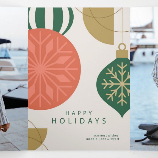 Elegante feestelijke Ornament vakantie begroeting  Drieluik Wenskaart (Binnenkant midden)