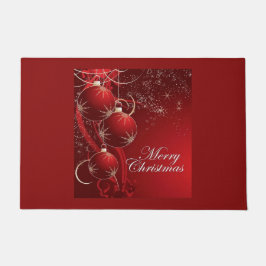 Elegante feestelijke rode en gouden vrolijke kerst deurmat