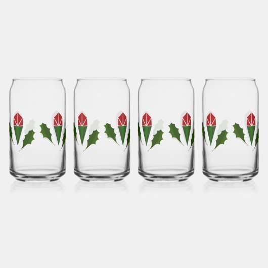 Elegante feestelijke rode, groene Abstracte Rozen Blikvorm Glas (Voorkant)