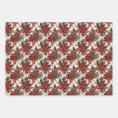 Elegante feestelijke rode & groene kerst botanisch inpakpapier vel (Voorkant)