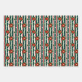 Elegante feestelijke rode & groene kerst gestreept inpakpapier vel (Voorkant 2)