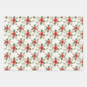 Elegante feestelijke rode & groene kerst gestreept inpakpapier vel (Voorkant)