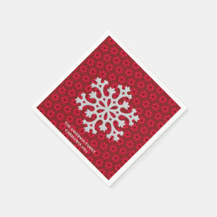 Elegante feestelijke rode sneeuwvlok servet