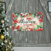 Elegante feestelijke rood-witte poinsettia kerst spandoek
