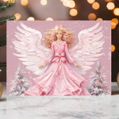 Elegante Feestelijke Roze Engel Kerstmis Feestdagen Kaart