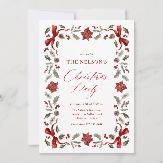 Elegante Feestelijke Uitnodiging van het Kerstmisf (Voorkant)