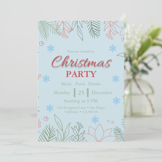 Elegante Feestelijke Uitnodiging van het Kerstmisf (Staand voorkant)