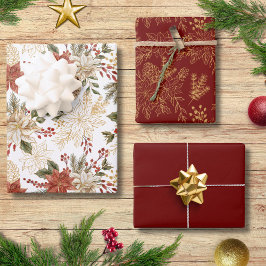 Elegante feestelijke vakantie Floral Poinsettia Inpakpapier Vel