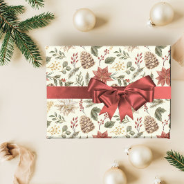 Elegante feestelijke vakantie Ivory Poinsettia Cadeaupapier