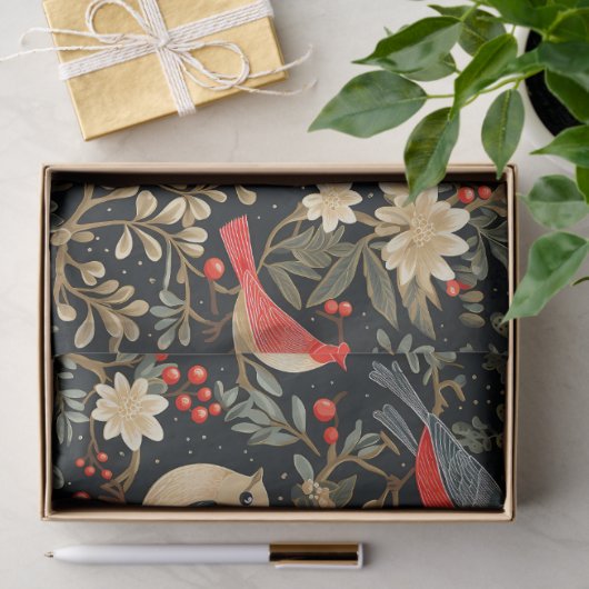 Elegante Feestelijke Vogels & Bloemen Kerstmis Dec Tissuepapier (Geschenk)