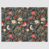 Elegante Feestelijke Vogels & Bloemen Kerstmis Dec Tissuepapier (Voorkant)