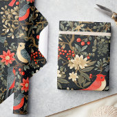 Elegante feestelijke vogels & bloemenkerst cadeaupapier