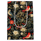 Elegante feestelijke vogels & bloemenkerst medium cadeauzakje (Achterkant)