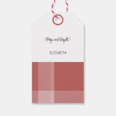 Elegante feestelijke vrolijke kerst Tartan Bourgon Cadeaulabel (Achterkant)