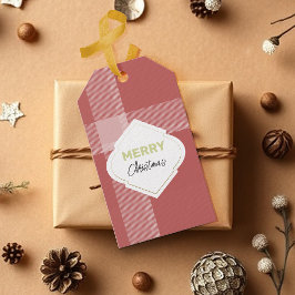 Elegante feestelijke vrolijke kerst Tartan Bourgon Cadeaulabel