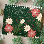 Elegante Feestelijke Vrolijke Kerstmis Poinsettia  Kalender<br><div class="desc">📆 Blijf het hele jaar door georganiseerd en geïnspireerd met mijn originele ontworpen kalenders. Elke maand beschikt over een boeiend ontwerp dat de schoonheid van het seizoen tot elke dag brengt. ___________________________ ***Dit ontwerp maakt deel uit van een kerstvakantie collectie*** Stap in een wereld van tijdloze vakantie charme met mijn...</div>